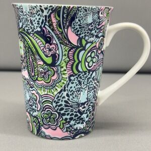Lilly Pulitzer Mug "Lead a Colorful Life" Cheetah Floral Paisley Coffee Tea Mug